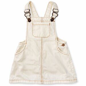 Zara Baby Girl White Denim Pinafore Dress 18-24 Months Overall JumperSkirt-KC164